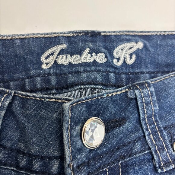 12K Twelve K Straight Leg Women's size 7 Dark Wash Blue Denim jeans - Picture 2 of 4